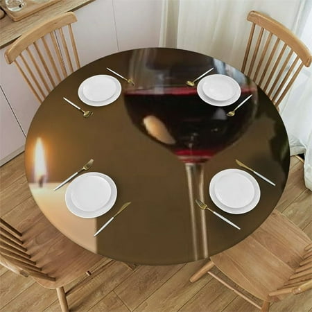 

Orinice Roses Candles Wine Round Tablecloth Stain-Resistant & Washable 100% Polyester Fiber Ideal for Home Kitchen/Parties/Holiday Dinner Multiple Sizes Available 38 -42