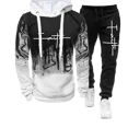 thumbnail image 4 of Chándal informal con estampado de fe original para hombre, sudadera y pantalones de chándal, conjunto de 2 piezas, ropa deportiva, tendencia de moda, Otoño e Invierno, 4 of 5