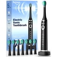 thumbnail image 1 of Bymore Cepillo de dientes eléctrico para adultos, cepillo de dientes sónico de viaje con 8 cabezales de repuesto, cepillo de dientes recargable ultra limpio, portátil, una carga durante 330 días, 5 mo, 1 of 5