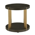 thumbnail image 3 of Weston Home Namsos Gold Finish Metal Dark Brown Faux Shagreen Round End Table, Dark Brown, 3 of 7