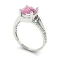 thumbnail image 2 of 1.71 ctw Solitaire with Zirconia Diamond Accents Anniversary Ring for Women | Round Cut Simulated Pink Diamond | Hyperallergenic Solid 18K White Gold, 2 of 5