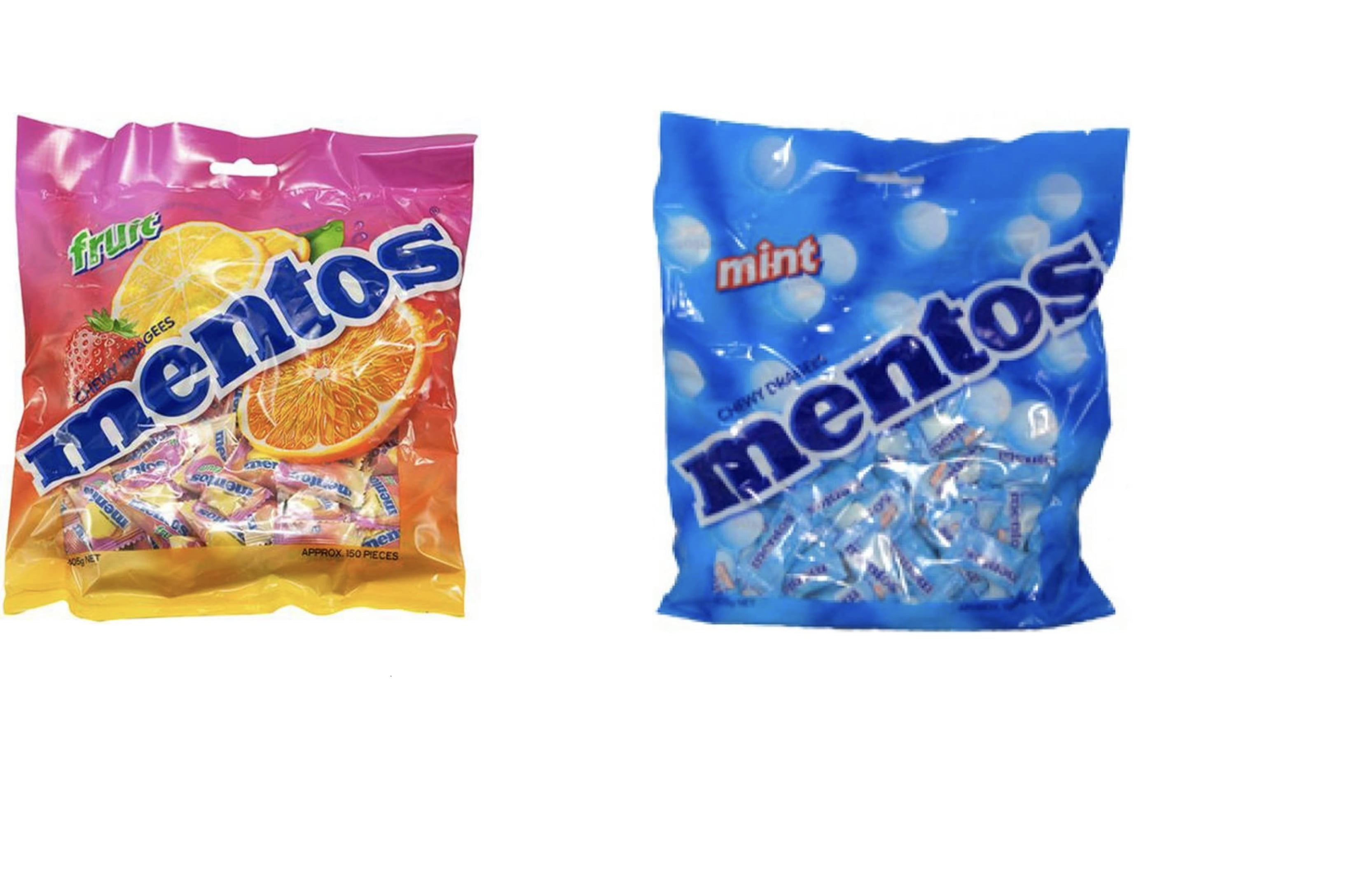 Mentos 150 Single Serve 14.3oz, Variety 2 Pack, (1 Mentos & 1 Fruit ...