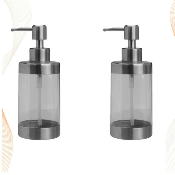 PBPBOX 2Pcs Stainless Steel Pump Dispenser Bottles for Liquid Toiletry Silver