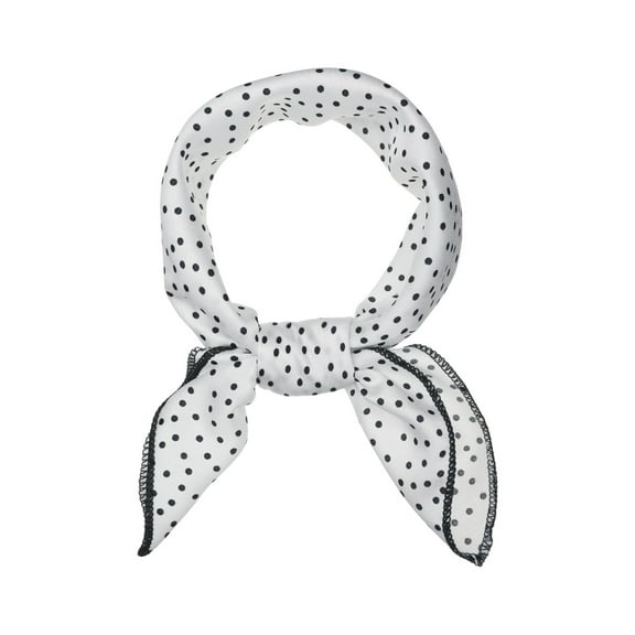 INSPIRE CHIC 50cm Vintage Polka Dots Square Small Scarf Neck Scarves Kerchief Neckerchief Headscarf White
