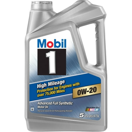 (3 Pack) Mobil 1 High Mileage Motor Oil 0W-20, 5
