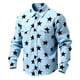 thumbnail image 2 of Ceisia Men's Loose Fit Vintage Star & Polka Dot Print Long Sleeve Cotton Shirt Light Blue M Gifts, 2 of 3