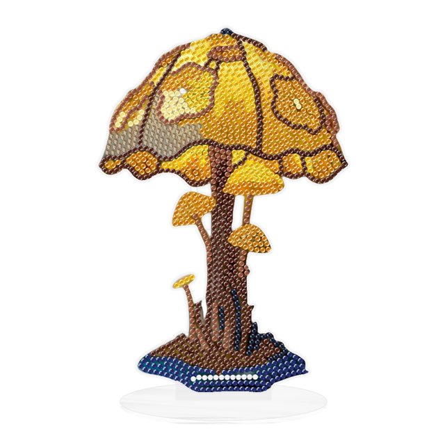 (LY015) Adorno Pintura Diamantes Hongo·Amarillo (diamante Brillante Una Cara Con Batería Botón Pequeña) (con Video)