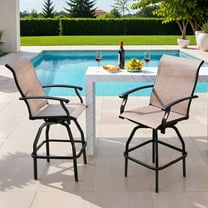 Vitarpatio 2 Piece Patio Swivel Bar Chairs, Textilene Patio Swivel Chairs Metal Outdoor Tall Bar Stools Outdoor Furniture High Top Barstools for Poolside Garden Backyard