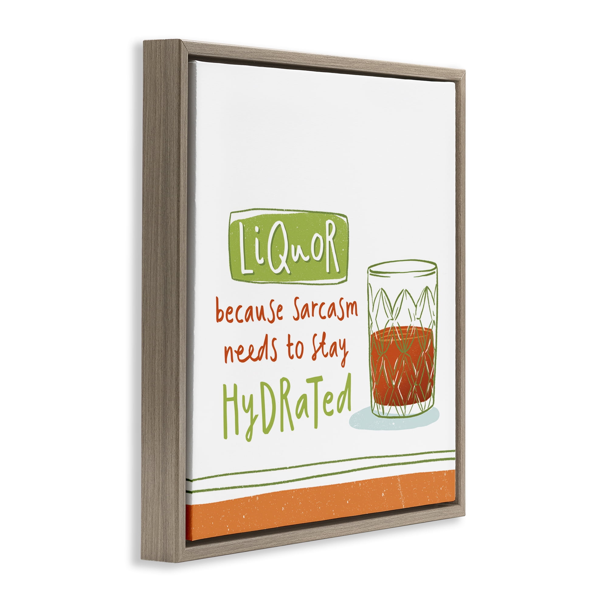 Stupell Industries Funny Liquor Phrase Food & Beverage Painting Brown Floater Framed Canvas Art Print Wall Art, 18 x 18