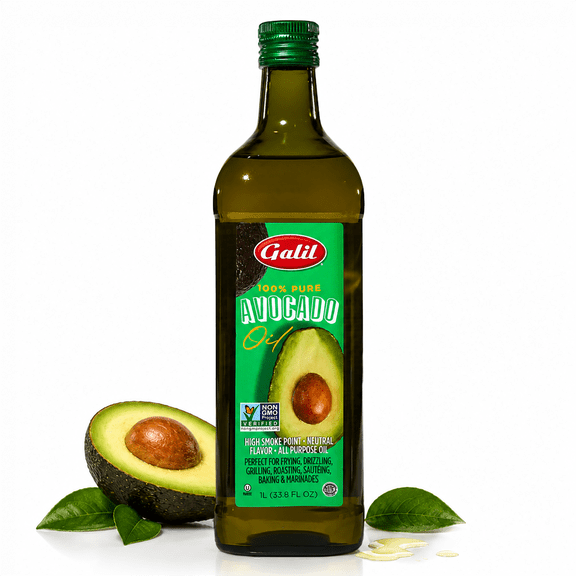 Galil Pure Avocado Oil, High Smoke Point Avocado Cooking Oil, Vegan and Halal Certified, 1 Liter