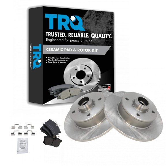 TRQ Rear Brake Pad & Rotor Kit Brake Pads Brake Rotor Ceramic Fits Select 1990-1992 Volkswagen Corrado 1988-1999 Golf 1985-1999 Jetta 1990-1993 Passat 1986-1988 Scirocco