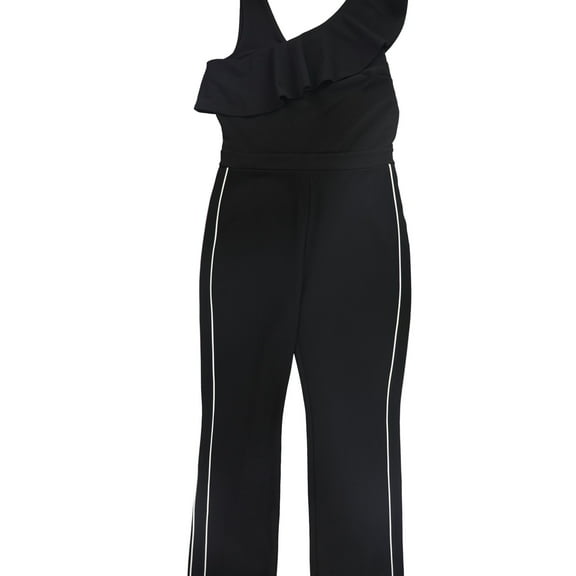 bar III Womens Varsity-Stripe Jumpsuit, Black, 10