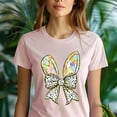 thumbnail image 2 of Pastel Bunny Ears Bow T-Shirt – Cute Speckled Rabbit Ear Tee for Women, Lilac, 3XL, 2 of 6