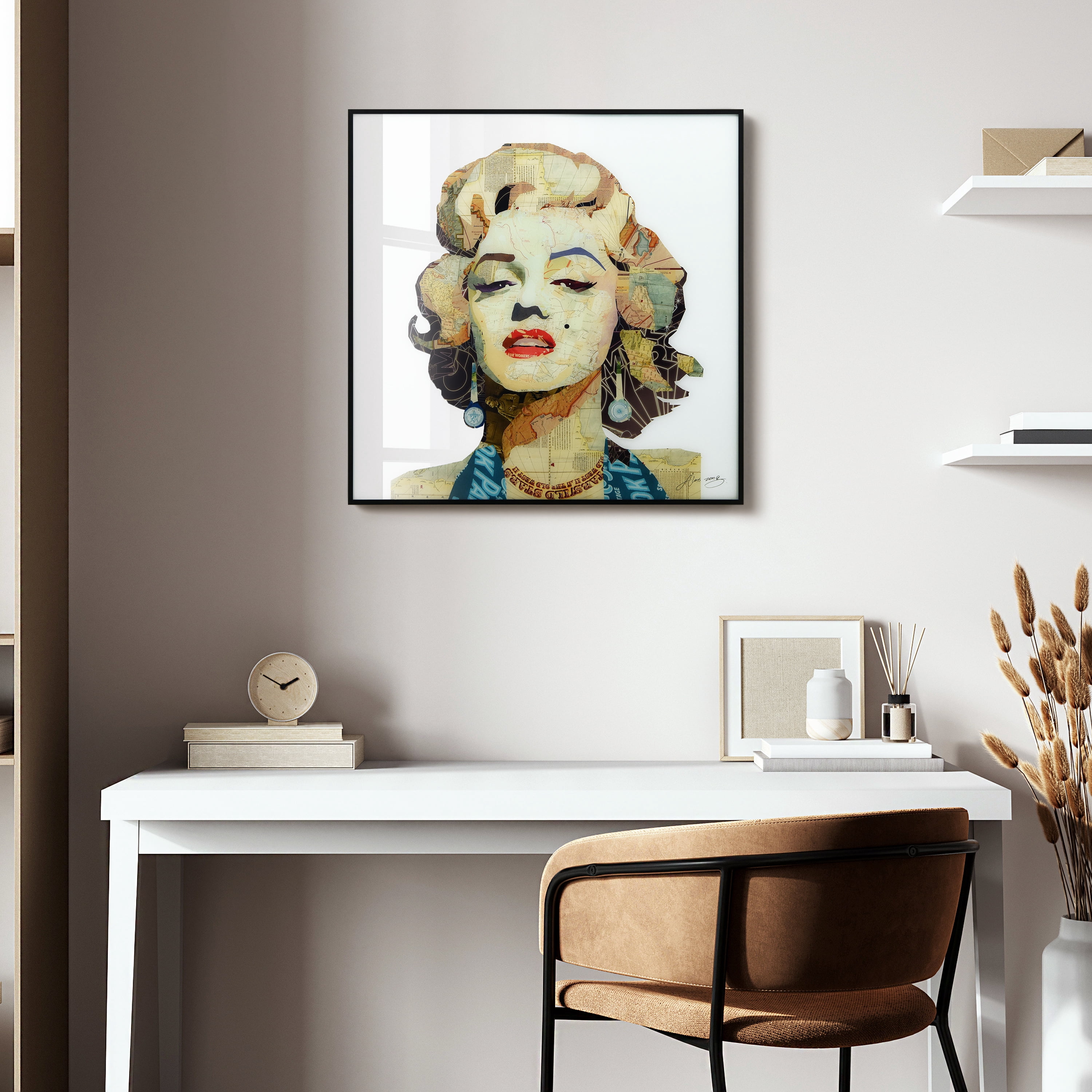 Empire Art Direct Homage to Marilyn on Reverse Printed Art Glass and Anodized Aluminum Black Frame Wall Art, 24" x 24" x 1", Ready to Hang