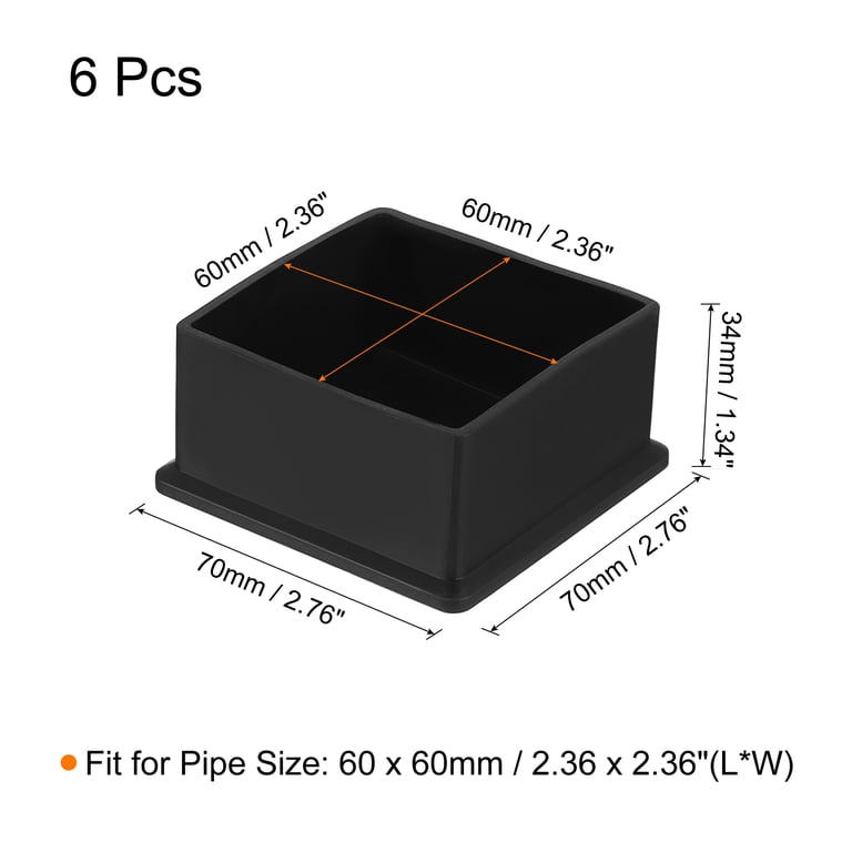 5-Pack Rubber Chair Leg Caps – 60mm X 60mm Square Furniture Foot Covers For Floor Protection