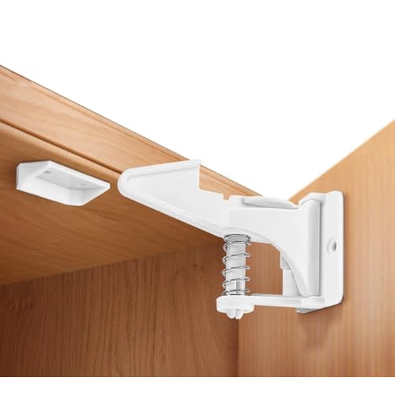 Cabinet Spring Locks Child Safety Latches Invisible Baby Toddler Proofing Locks (10 Pack),Easy Install,Secure Cabinets & Drawers