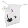 thumbnail image 2 of Feminine Fabric Pouch Set of 2, Sketch of Woman in Gown with Fluffy Boa Image, Small Drawstring Bag for Toiletries Masks and Favors, 9" x 6", Charcoal Grey Pink, by Ambesonne, 2 of 2