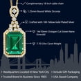 thumbnail image 2 of Gem Stone King 18K Yellow Gold Plated Silver Green Nano Emerald Pendant Necklace for Women (7.10 Cttw, Emerald Cut 14X10MM, with 18 inch Chain), 2 of 5