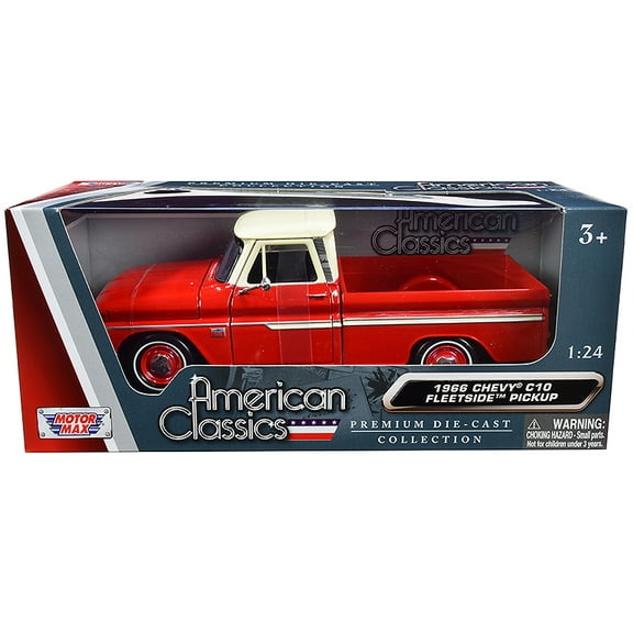 1966 Chevrolet C10 Fleetside Pickup Truck Cream 1/24 Diecast Model Car by Motormax