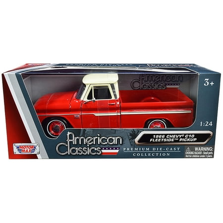 1966 Chevrolet C10 Fleetside Pickup Truck Cream 1/24 Diecast Model Car by Motormax