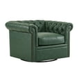 thumbnail image 2 of Bentar Chesterfield Swivel Club Chair with Button-Tufted Faux Leather, Nailhead Trim, Scrolled Arms, 360° Rotation, Green, 2 of 8