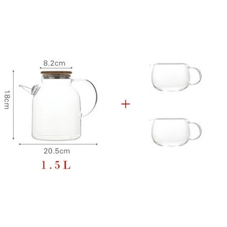 

DanceeMangoos Glass Teapot 1L/1.5L Transparent Borosilicate Heat-Resistant Large Clear Tea Pot Flower Tea Set Puer Kettle Cup Office Home Tool