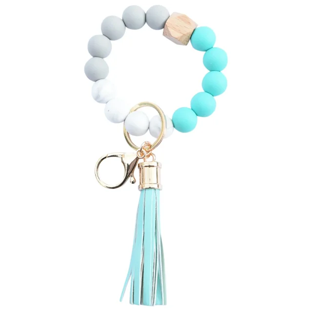 Fashion Creative Keychain Bracelet Wristlet Key Ring Beaded Bangle Key Chains For Women