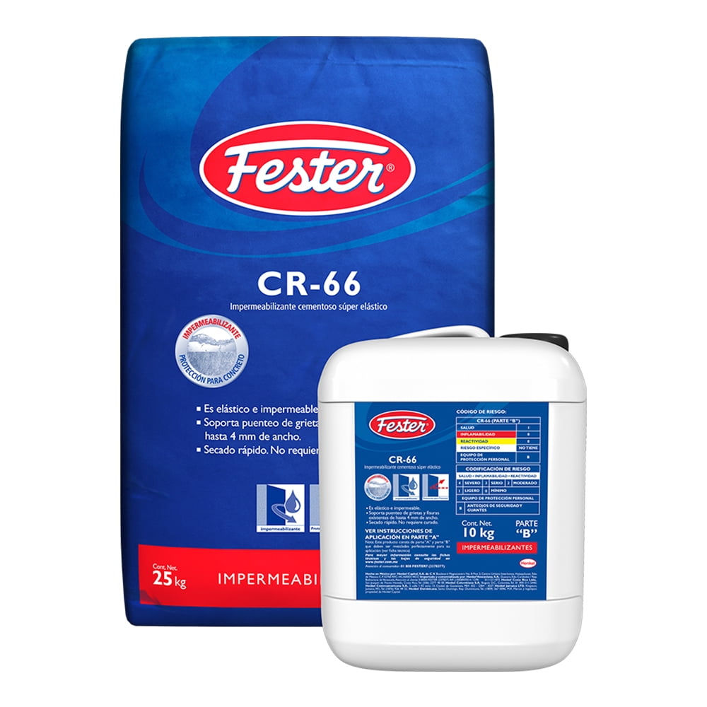 Impermeabilizante Cementoso Fester CR-66 Fibre Force Gris 35 Kilogramos