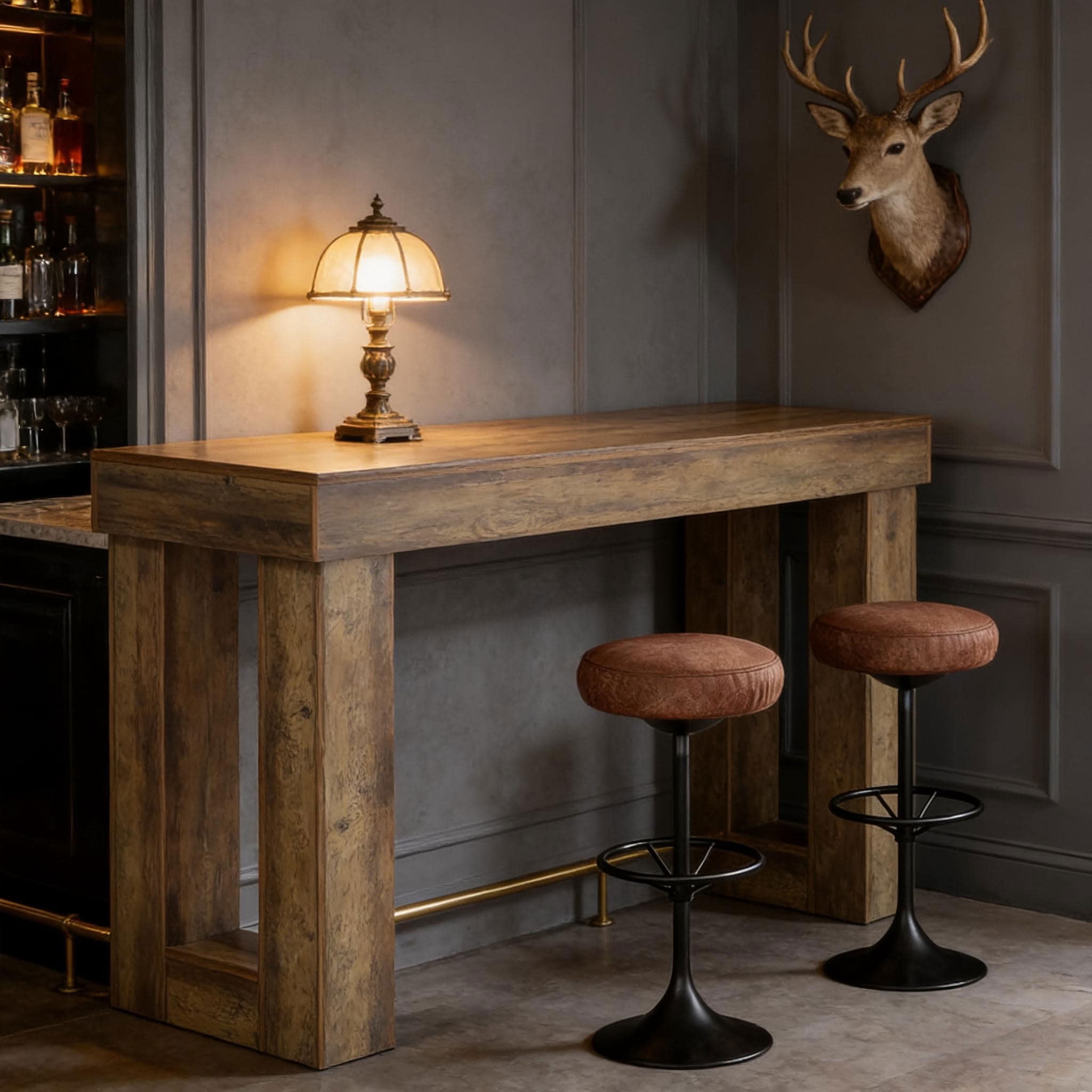 MAYEERTY 63" Industrial Bar Table, Bistro Pub Table with Hollow Base, Counter Height Table for Home Bar, Kitchen and Living Room