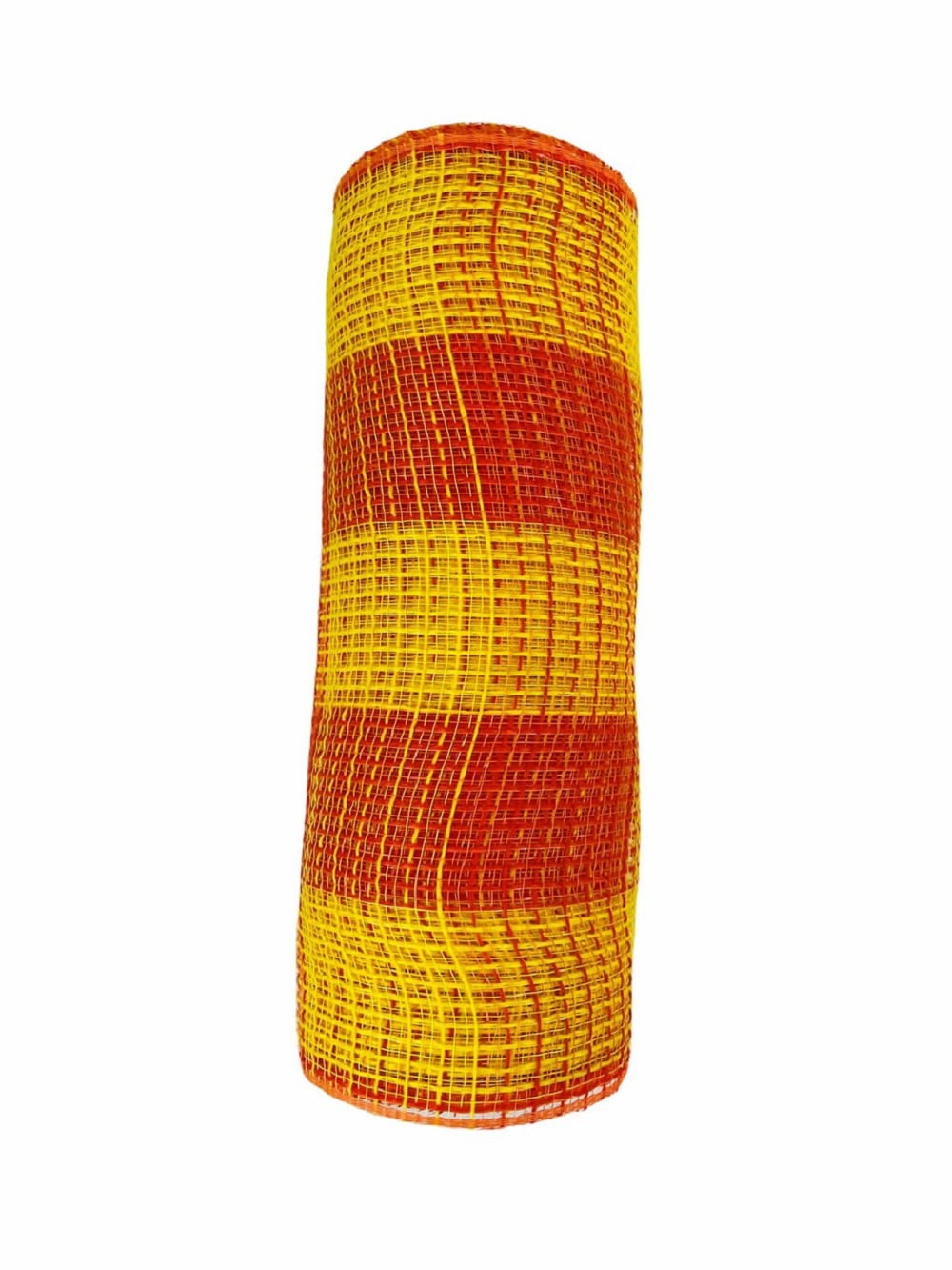 Ribbon Poly Burlap Mesh Yellow Orange Check 10" x 10yd