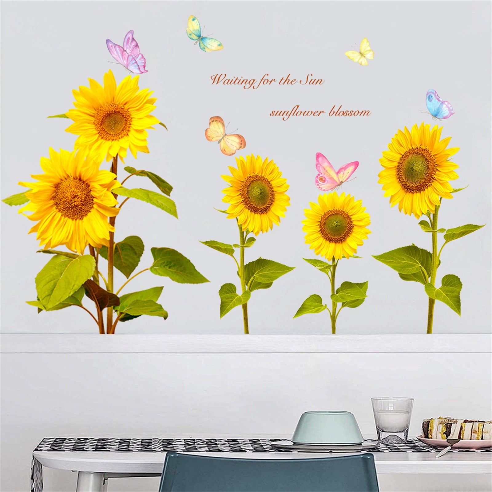 Practical DIY Removable Butterfly Sunflower Home Decor Wall Sticker 