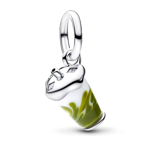 925 Sterling Silver Iced Matcha Latte Murano Glass Dangle Charm for Bracelet Charms Bangle Pendant Jewelry