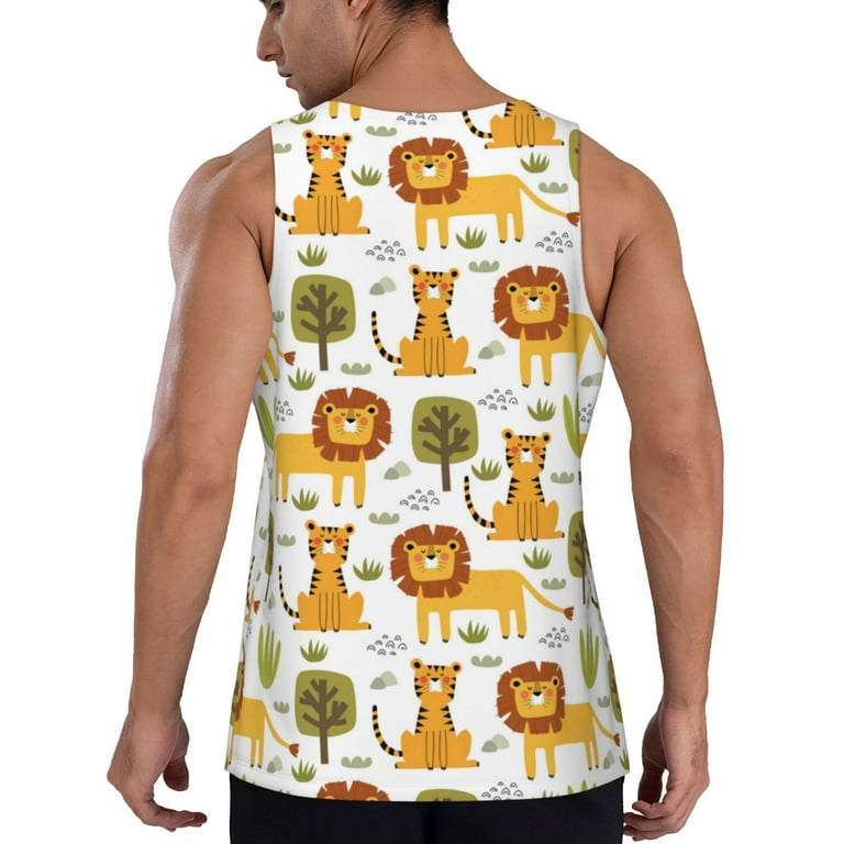 Coaee Tiger Lion Men's Workout Tank Top, Men's Tank Top Sleeveless