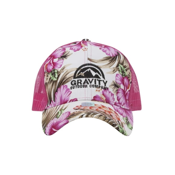 Gravity Outdoor Co. Casquette de Camionneur Ajustable à Motif Floral - Blanc/rose