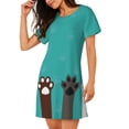 thumbnail image 2 of Fotbe Cute Cat Paw And Dog Bata de Dormir para Mujer con Estampado, Camisón de Algodón de Manga Corta, Ropa de Dormir Casual, 2 of 6