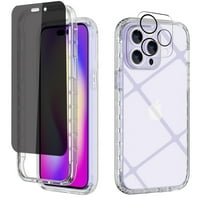 NIFFPD Crystal Clear iPhone 14 Pro Max Case with Screen Protector（Anti Spy Privacy）  Camera Lens Protector Yellowing-Resistant Shockproof Protective Phone Case for iPhone 14 Pro Max 6.7"