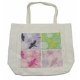 thumbnail image 1 of Dragonfly Shopping Bag, Floral Frame Pattern with Dragonfly and Dandelion Blooms Ornate Image Nature, Eco-Friendly Reusable Bag for Groceries Beach and More, 15.5" X 14.5", Cream, by Ambesonne, 1 of 2