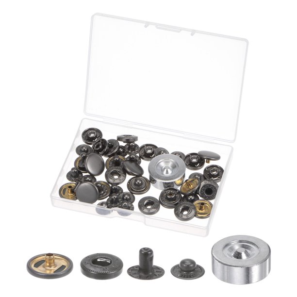 Kit de Sujetadores de Presión de 12 Juegos Unique Bargains Cobre 15mm con Caja de Almacenamiento