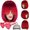 Red, variant on Short Bob Hair Wigs Straight with Flat Bangs Synthetic Colorful Daily Party Neon Wig for Women + Free Wig Cap 12" As Real (Red)