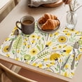 thumbnail image 3 of Abstract Flowers Placemats Set of 4 Yellow Green Floral Leaf Retro Botanical Heat Insulation Washable Place Mats, Rustic Non-Slip Table Mats for Dining Table Party Kitchen Decor,13x19 Inch, 3 of 9