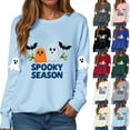 thumbnail image 2 of felwors Halloween Sweatshirts for Women 2025 Spooky Season Sweatshirt Long Sleeve Crewneck Pullover Top Cute Ghost Sweatshirt Grey, S, 2 of 8