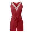 thumbnail image 5 of HXWCHs Combinaisons Extensibles Confort pour Femmes, Mode, Col en V, à Lacets, Sans Manches, Barboteuse Décontractée Unie, Short de Confort, Combinaison S Rouge, 5 of 5