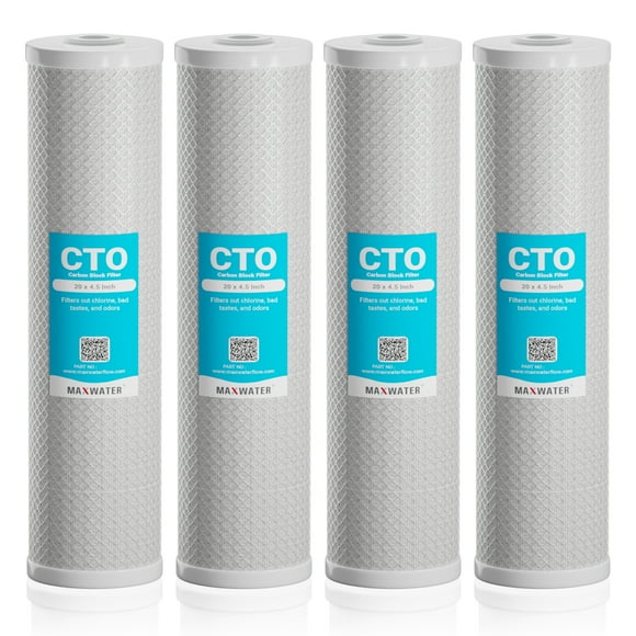 Max Water 20 inch x 4.5 inch, CTO Carbon Reverse Osmosis Replacement Filter Cartridge(Pack of 4)