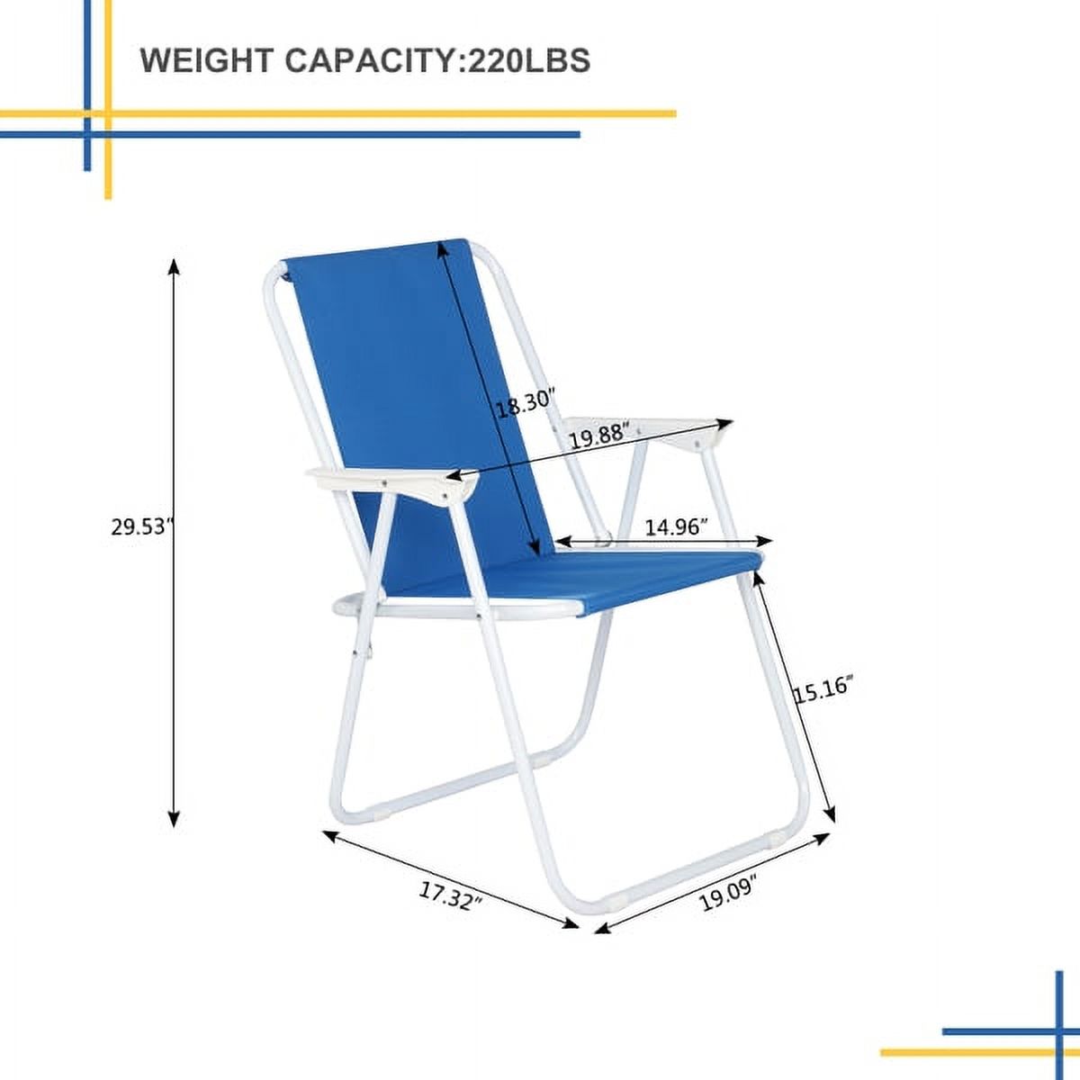 Folding Chair, Portable Patio Chair, Patio Dining Chairs, Stackable Storage Lawn/Camping Chair- Blue - image 2 of 8