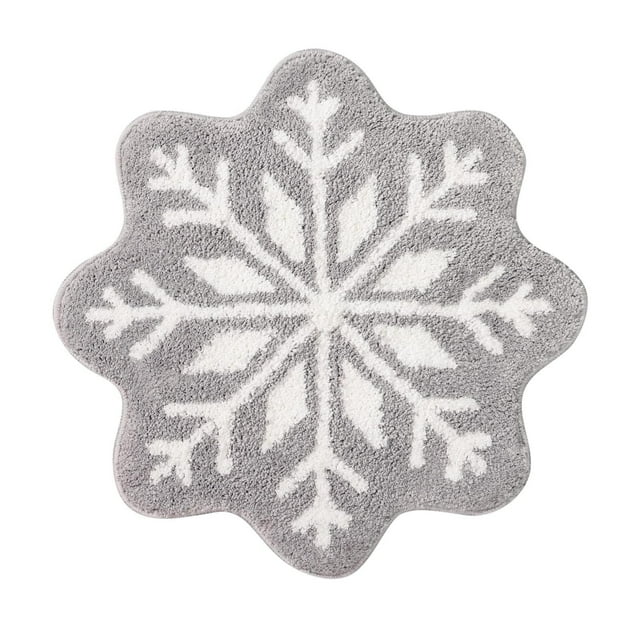 Boovnll Bathroom Rugs Absorbent Non-Slip Backing Winter Snowfleke Rug 26.4'' Christmas Snowflake Door Mat Non Slip Washable Welcome Door Mat Cute Winter Doormats for Entrance Home Bathroom Bath Mat
