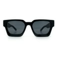 thumbnail image 4 of Womens Mod Pop Color Beveled Thick Horn Rim Plastic Fashion Sunglasses All Black, 4 of 8
