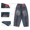 thumbnail image 5 of Boys Baggy Jeans Winter Fleece Lined Denim Pants Elastic Waist Loose Casual Wide Leg Trousers with Pocket Tween Girls Outfits, Blue, 10 Years, 5 of 6