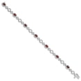 thumbnail image 2 of Primal Silver Sterling Silver Rhodium-plated Diamond and Garnet Oval Link Bracelet, 2 of 5
