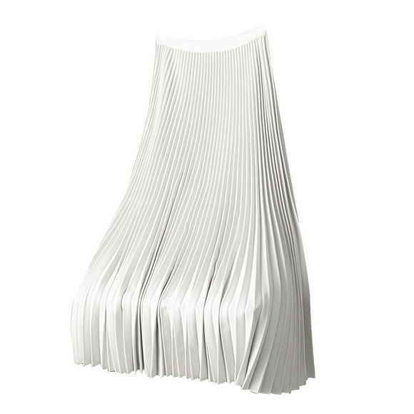 Fgnfyis Satin Skirt Solid Color Pleated Plus Size Versatile Flowy Skirt Skirts for Women White XXL