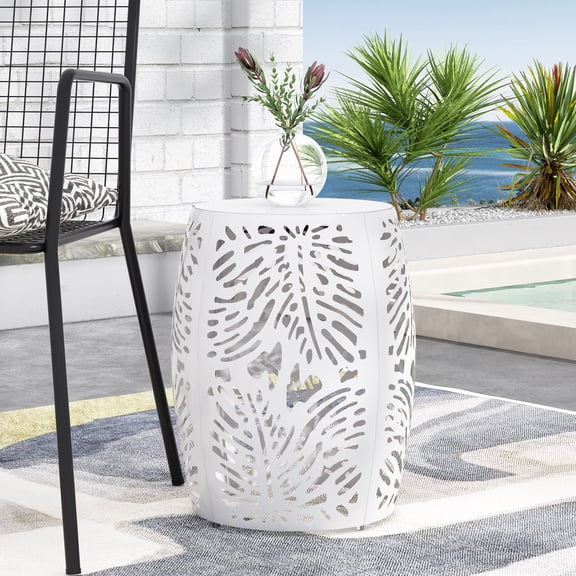 Modern Metal End Table Large, Iron Side Table for Indoor Outdoor Use
